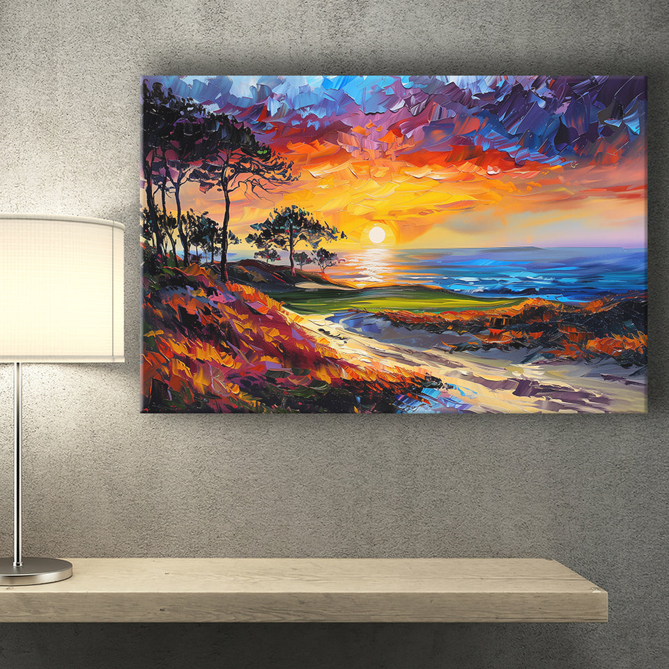Oil Painting Monterrey Peninsula Country Club Dunes, Golf Art Print, Gift for him, Canvas Prints Wall Art