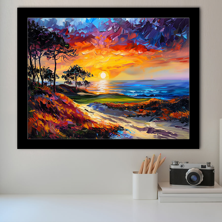 Oil Painting Monterrey Peninsula Country Club Dunes, Golf Art, Gift for him, Framed Art Prints Wall Decor
