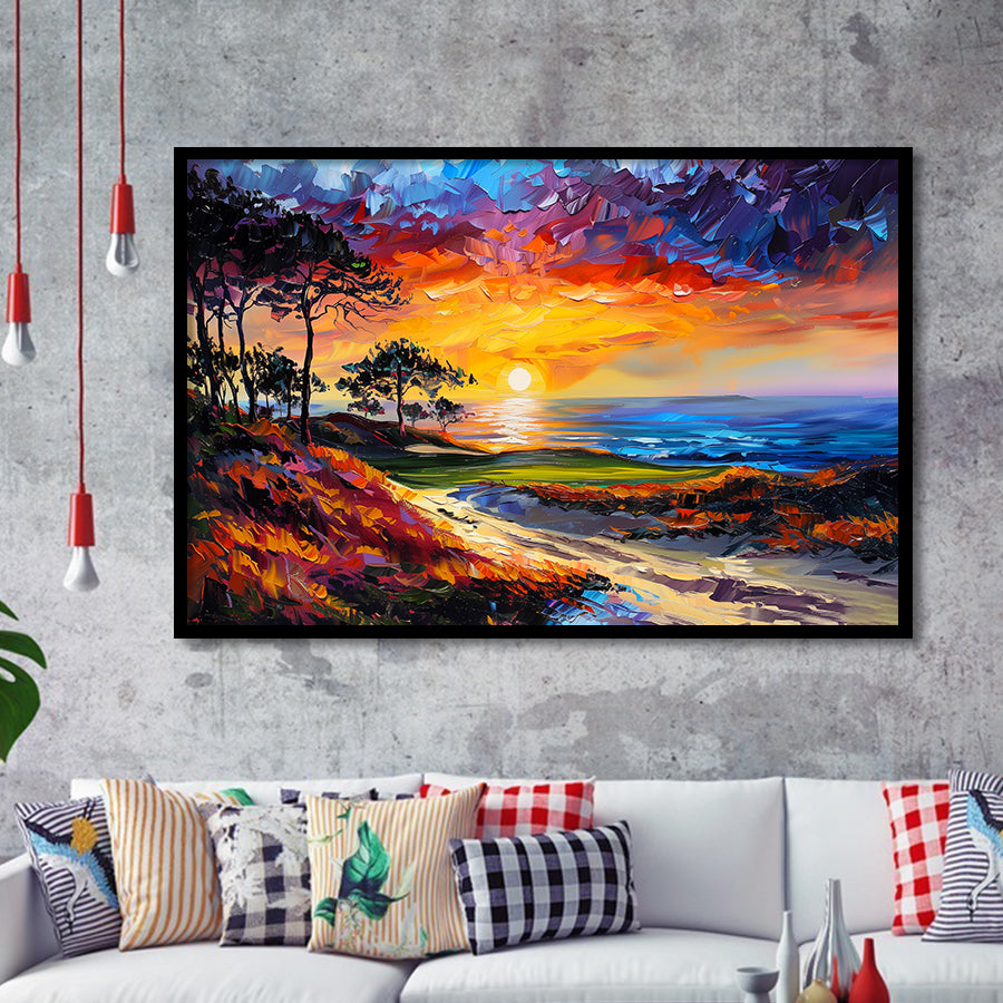 Oil Painting Monterrey Peninsula Country Club Dunes, Golf Art, Gift for him, Framed Art Prints Wall Decor