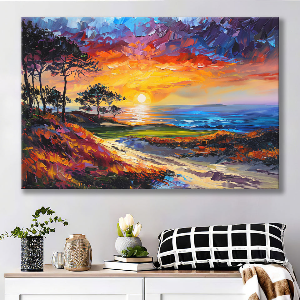 Oil Painting Monterrey Peninsula Country Club Dunes, Golf Art Print, Gift for him, Canvas Prints Wall Art