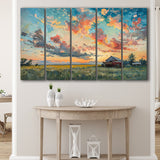 Oil Painting Pastel Clouds Over The Sunset Garden, Extra Large Canvas, Canvas Print Wall Art Decor