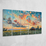 Oil Painting Pastel Clouds Over The Sunset Garden, Extra Large Canvas, Canvas Print Wall Art Decor