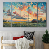 Oil Painting Pastel Clouds Over The Sunset Garden, Extra Large Canvas, Canvas Print Wall Art Decor