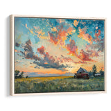 Oil Painting Pastel Clouds Over The Sunset Garden, Floating Frame, Framed Canvas Print Wall Art Home Decor