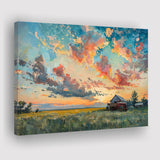 Oil Painting Pastel Clouds Over The Sunset Garden, Art Print, Canvas Print Wall Art Home Decor