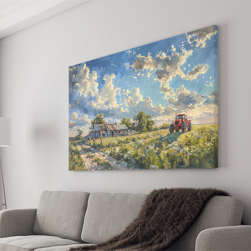 Oil Painting Pastel Lemon Clouds Over The Garden, Art Print, Canvas Print Wall Art Home Decor