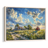 Oil Painting Pastel Lemon Clouds Over The Garden, Floating Frame, Framed Canvas Print Wall Art Home Decor