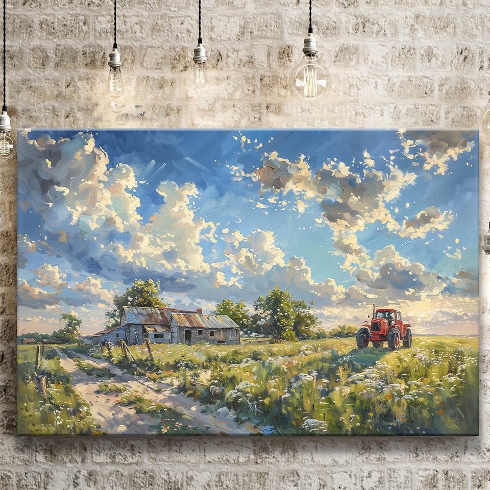 Oil Painting Pastel Lemon Clouds Over The Garden, Art Print, Canvas Print Wall Art Home Decor