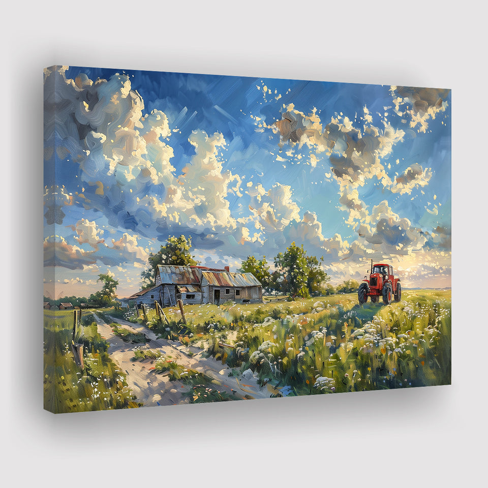Oil Painting Pastel Lemon Clouds Over The Garden, Art Print, Canvas Print Wall Art Home Decor