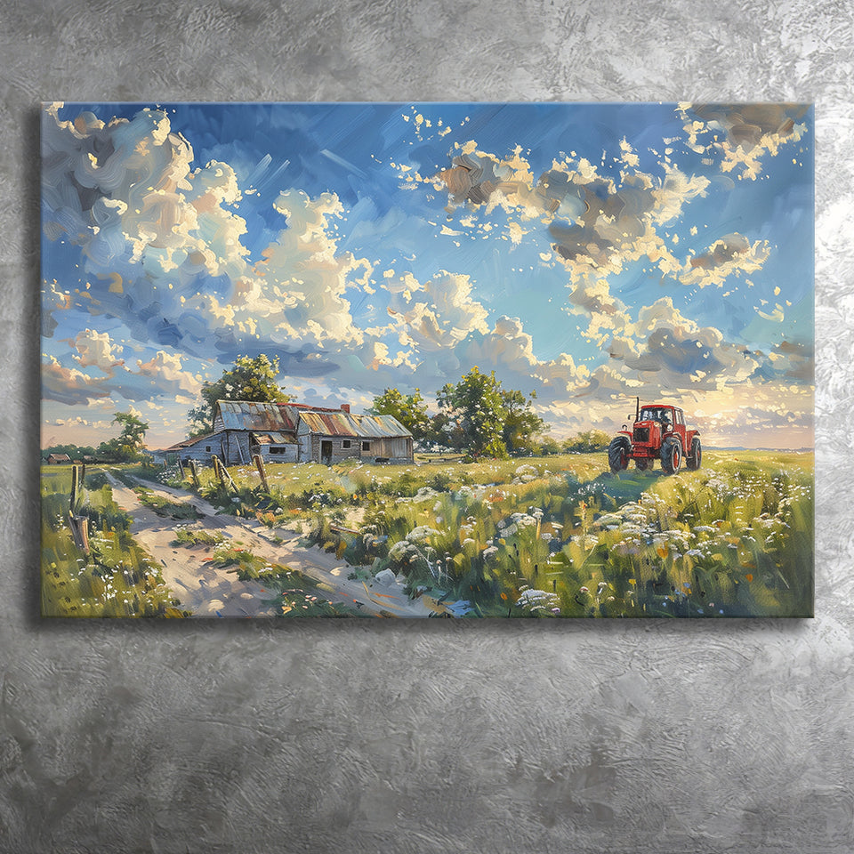 Oil Painting Pastel Lemon Clouds Over The Garden, Art Print, Canvas Print Wall Art Home Decor