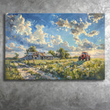 Oil Painting Pastel Lemon Clouds Over The Garden, Art Print, Canvas Print Wall Art Home Decor