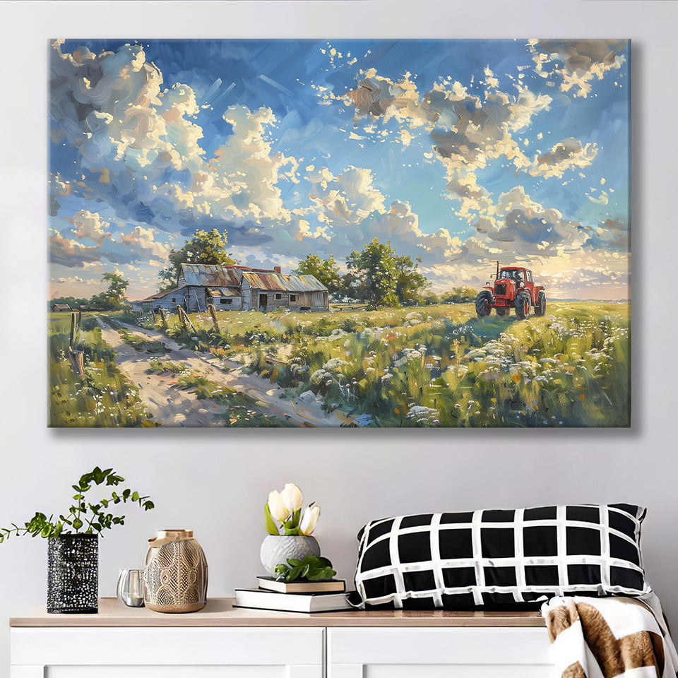 Oil Painting Pastel Lemon Clouds Over The Garden, Art Print, Canvas Print Wall Art Home Decor