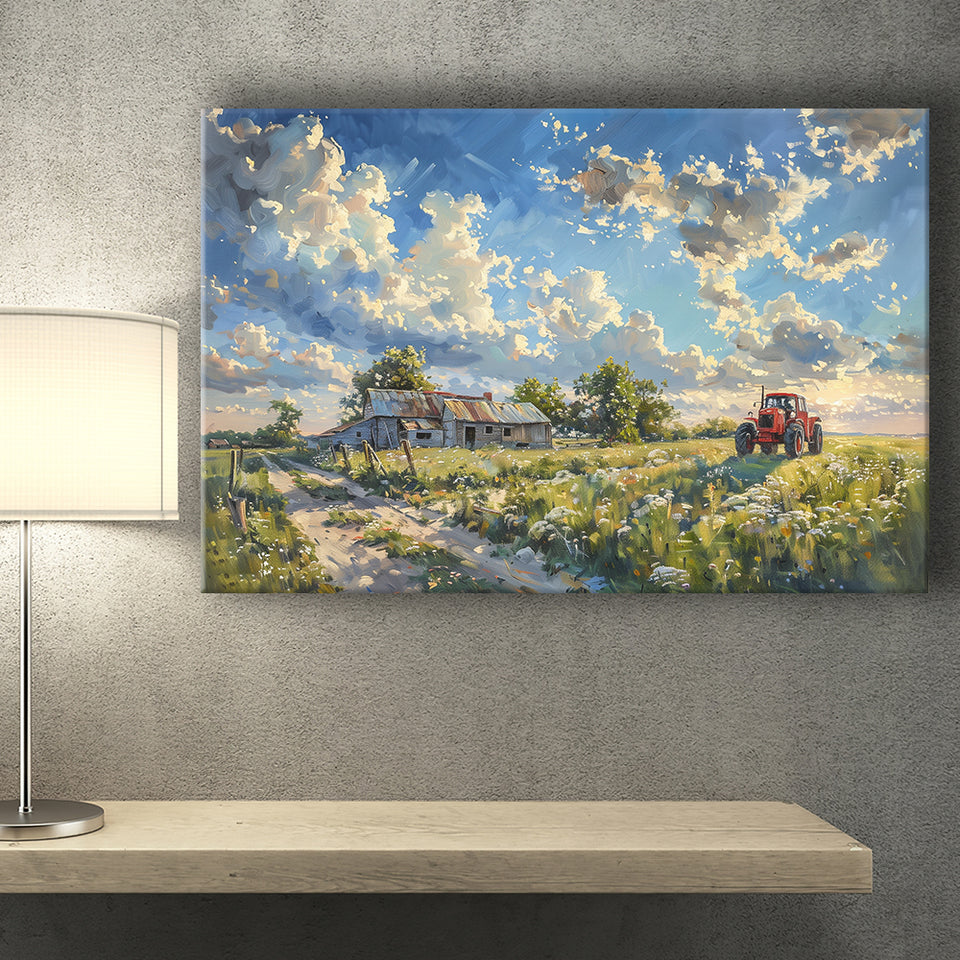 Oil Painting Pastel Lemon Clouds Over The Garden, Art Print, Canvas Print Wall Art Home Decor