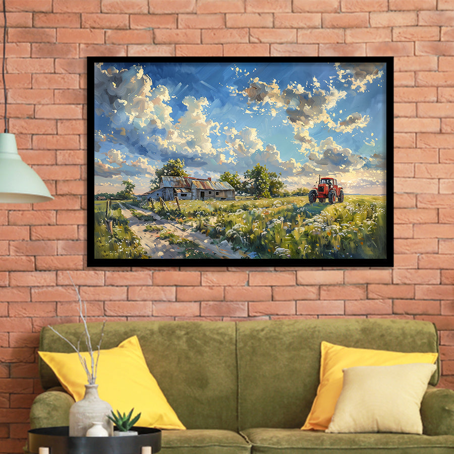 Oil Painting Pastel Lemon Clouds Over The Garden, Painting Art, Framed Art Print Wall Art Home Decor