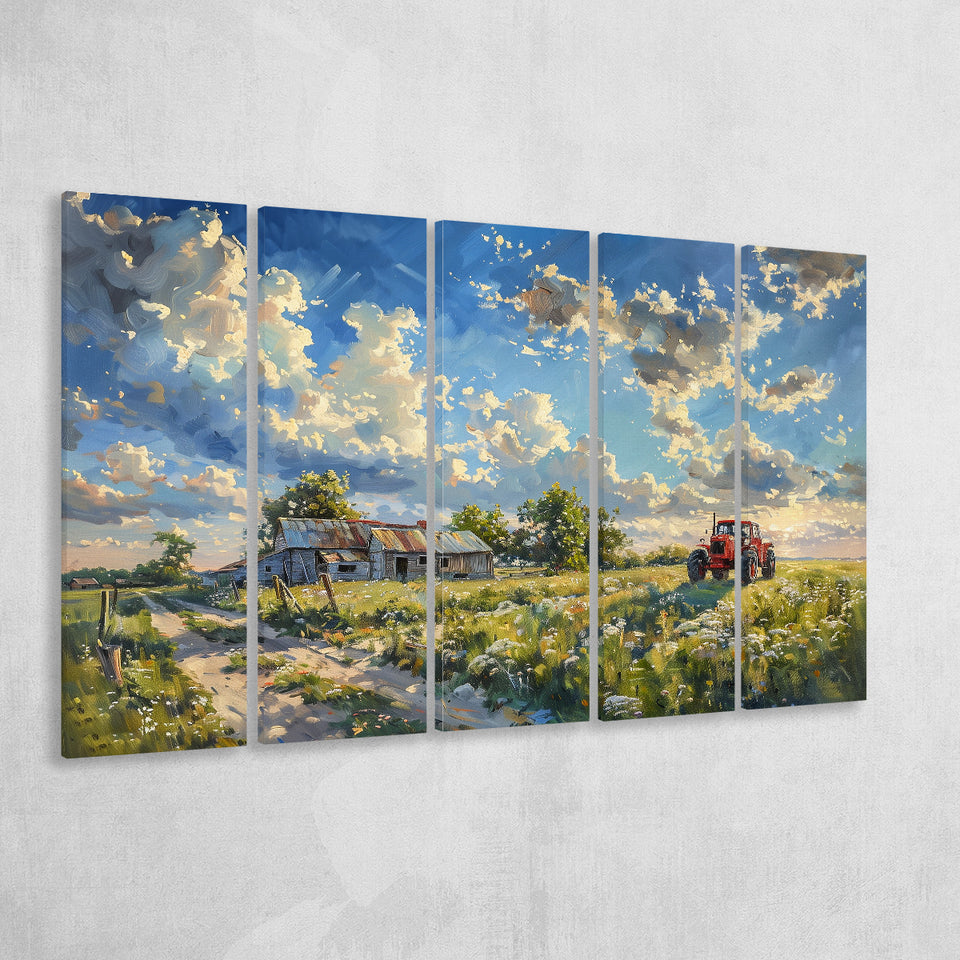 Oil Painting Pastel Lemon Clouds Over The Garden, Extra Large Canvas, Canvas Print Wall Art Decor