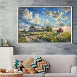 Oil Painting Pastel Lemon Clouds Over The Garden, Floating Frame, Framed Canvas Print Wall Art Home Decor