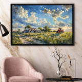Oil Painting Pastel Lemon Clouds Over The Garden, Floating Frame, Framed Canvas Print Wall Art Home Decor