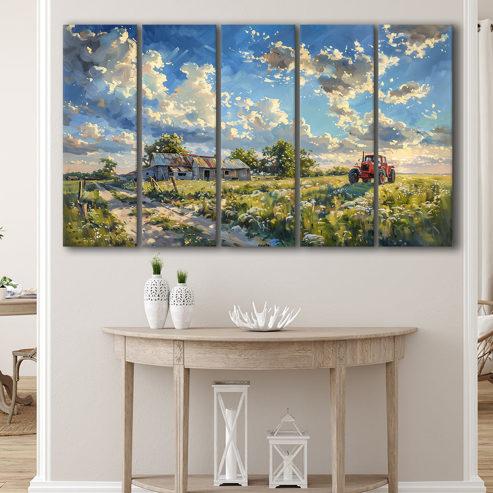 Oil Painting Pastel Lemon Clouds Over The Garden, Extra Large Canvas, Canvas Print Wall Art Decor