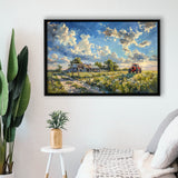 Oil Painting Pastel Lemon Clouds Over The Garden, Floating Frame, Framed Canvas Print Wall Art Home Decor