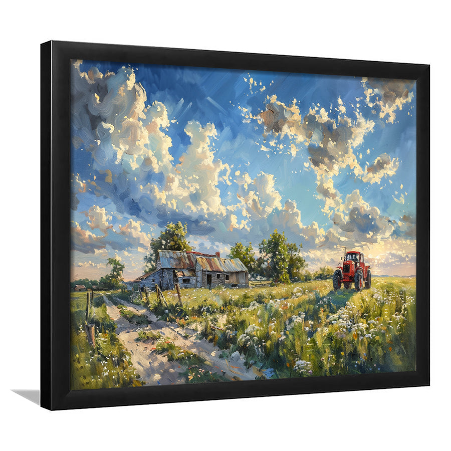 Oil Painting Pastel Lemon Clouds Over The Garden, Painting Art, Framed Art Print Wall Art Home Decor