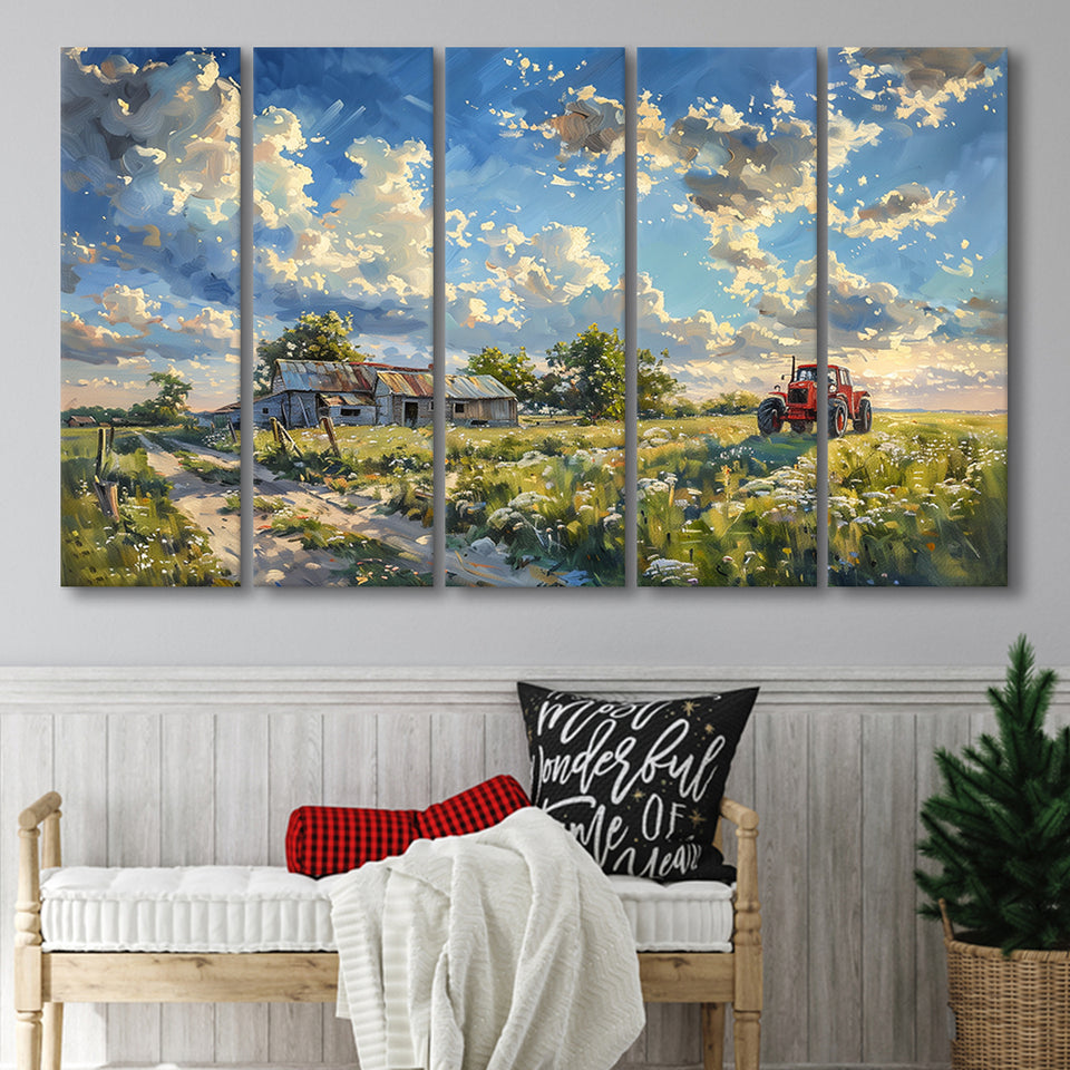 Oil Painting Pastel Lemon Clouds Over The Garden, Extra Large Canvas, Canvas Print Wall Art Decor