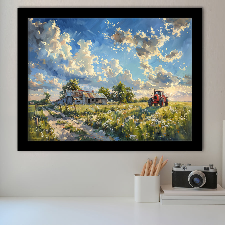 Oil Painting Pastel Lemon Clouds Over The Garden, Painting Art, Framed Art Print Wall Art Home Decor