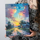 Oil Painting Pastel Lemon Clouds in the Sunset, Canvas Prints Wall Art Decor, Painting Canvas