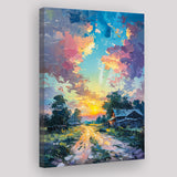 Oil Painting Pastel Lemon Clouds in the Sunset, Canvas Prints Wall Art Decor, Painting Canvas