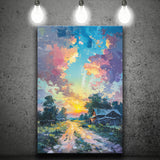 Oil Painting Pastel Lemon Clouds in the Sunset, Canvas Prints Wall Art Decor, Painting Canvas