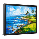 Oil Painting Pebble Beach Golf Links, Golf Art, Gift for him, Framed Art Prints Wall Decor
