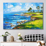 Oil Painting Pebble Beach Golf Links, Golf Art Print, Gift for him, Canvas Prints Wall Art