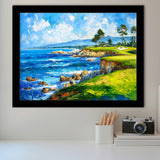 Oil Painting Pebble Beach Golf Links, Golf Art, Gift for him, Framed Art Prints Wall Decor