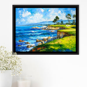 Oil Painting Pebble Beach Golf Links, Golf Art Print, Gift for him, Framed Canvas Prints Wall Art