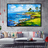 Oil Painting Pebble Beach Golf Links, Golf Art Print, Gift for him, Framed Canvas Prints Wall Art