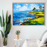 Oil Painting Pebble Beach Golf Links, Golf Art Print, Gift for him, Framed Canvas Prints Wall Art