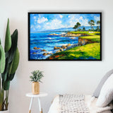 Oil Painting Pebble Beach Golf Links, Golf Art Print, Gift for him, Framed Canvas Prints Wall Art