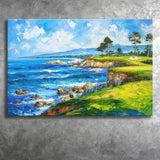 Oil Painting Pebble Beach Golf Links, Golf Art Print, Gift for him, Canvas Prints Wall Art