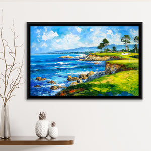 Oil Painting Pebble Beach Golf Links, Golf Art Print, Gift for him, Framed Canvas Prints Wall Art