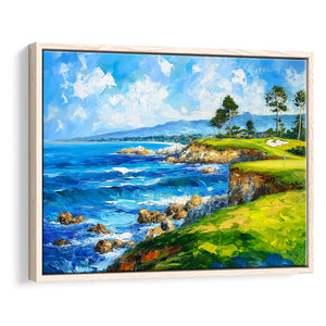 Oil Painting Pebble Beach Golf Links, Golf Art Print, Gift for him, Framed Canvas Prints Wall Art