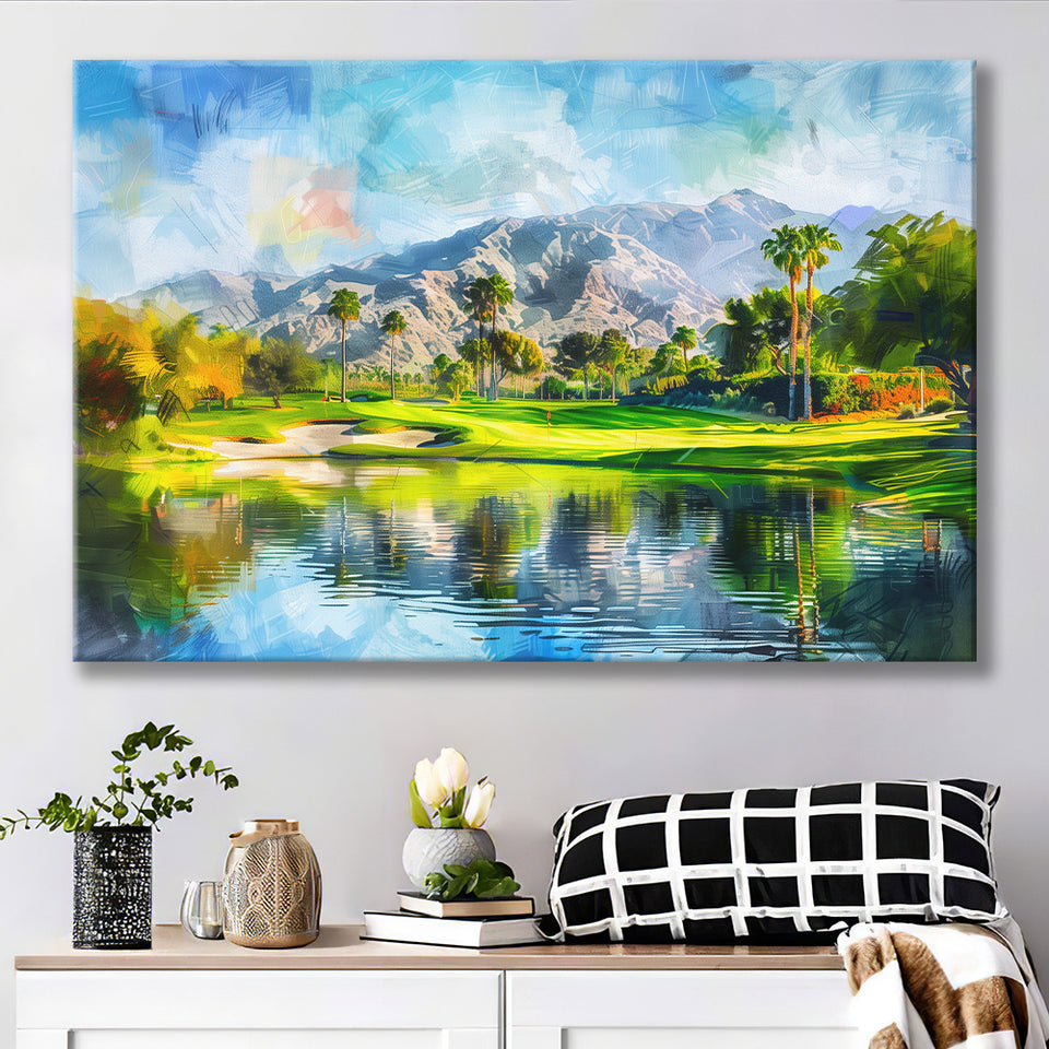 Oil Painting Pga West Stadium Course Hole 17, Golf Art Print, Gift for him, Canvas Prints Wall Art