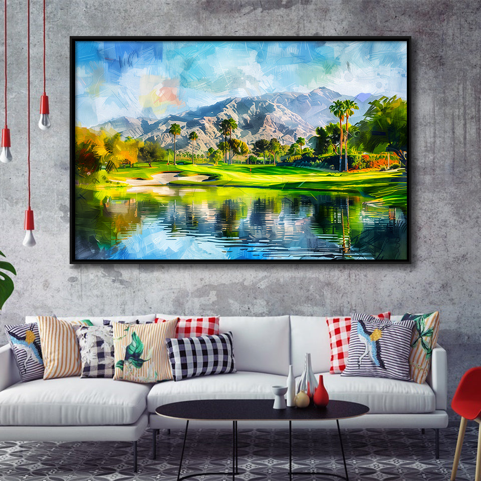 Oil Painting Pga West Stadium Course Hole 17, Golf Art Print, Gift for him, Framed Canvas Prints Wall Art