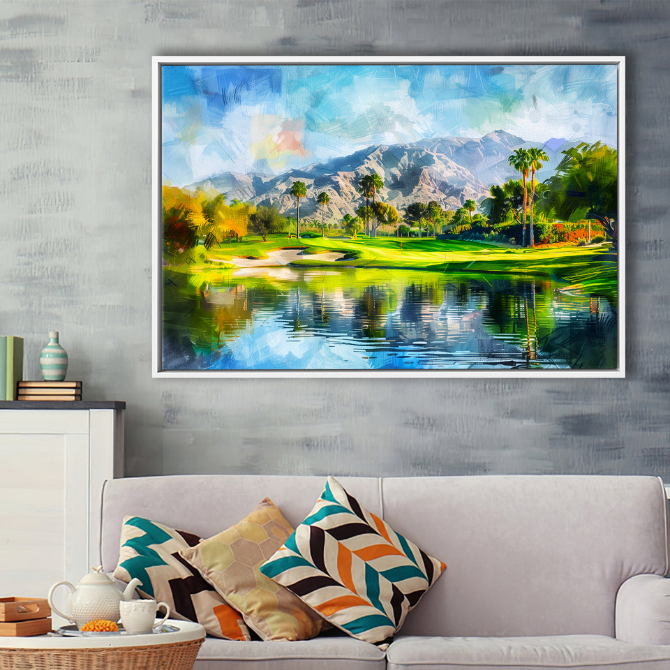 Oil Painting Pga West Stadium Course Hole 17, Golf Art Print, Gift for him, Framed Canvas Prints Wall Art