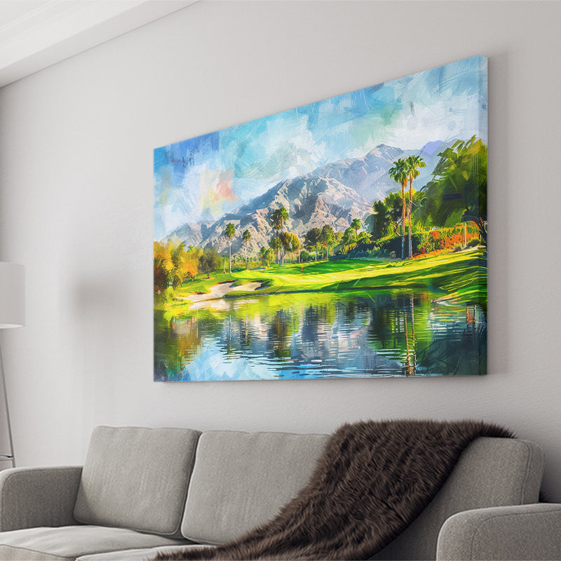 Oil Painting Pga West Stadium Course Hole 17, Golf Art Print, Gift for him, Canvas Prints Wall Art