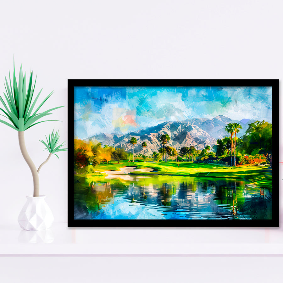 Oil Painting Pga West Stadium Course Hole 17, Golf Art, Gift for him, Framed Art Prints Wall Decor