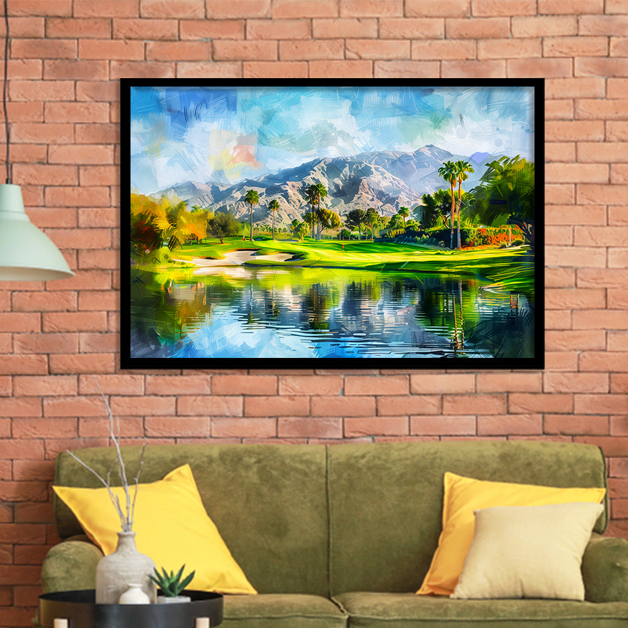 Oil Painting Pga West Stadium Course Hole 17, Golf Art, Gift for him, Framed Art Prints Wall Decor