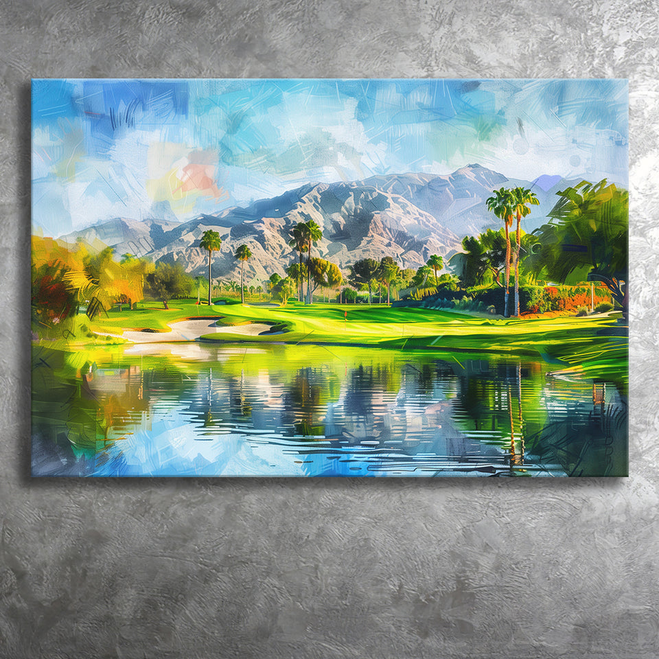 Oil Painting Pga West Stadium Course Hole 17, Golf Art Print, Gift for him, Canvas Prints Wall Art
