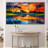 Oil Painting Pinehurst Course Number 2 Golf Courses, Golf Art Print, Extra Large 5 Panel, Canvas Prints Wall Art