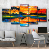 Oil Painting Pinehurst Course Number 2 Golf Courses, Golf Art Print, Mixed 5 Panel, Canvas Prints Wall Art