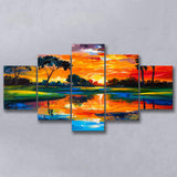 Oil Painting Pinehurst Course Number 2 Golf Courses, Golf Art Print, Mixed 5 Panel, Canvas Prints Wall Art