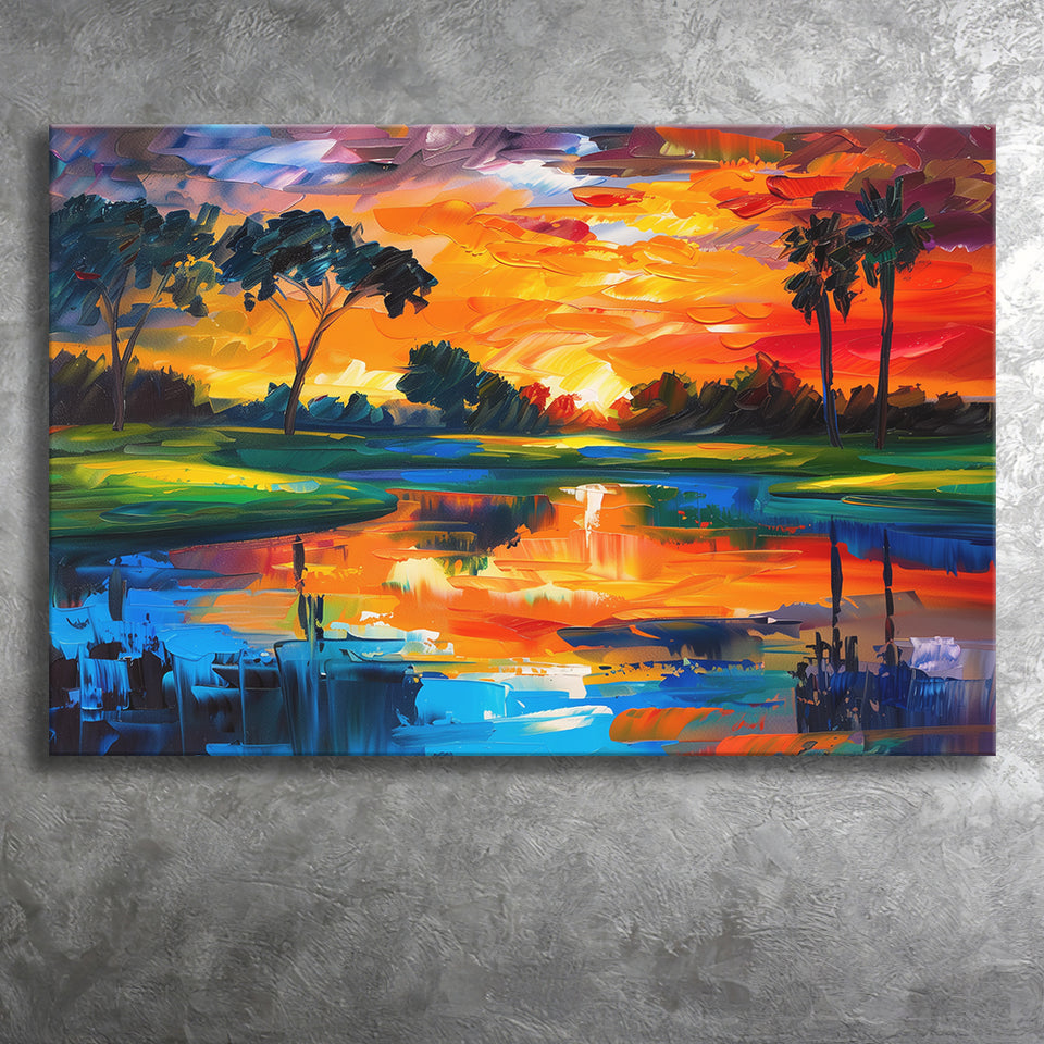 Oil Painting Pinehurst Course Number 2 Golf Courses, Golf Art Print, Gift for him, Canvas Prints Wall Art